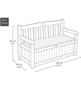 Banco arcón de plástico negro y gris