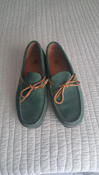 Mocasines de ante verde para hombre