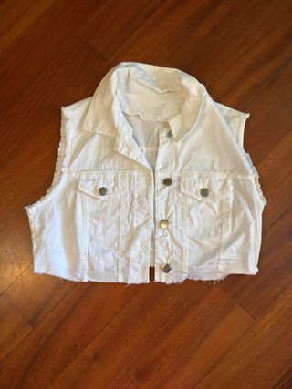 GILET DENIM CROP BIANCO