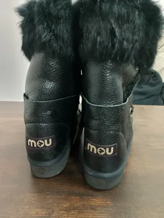 Stivali Mou n.37 Pelliccia e Nastri Neri Nuovi