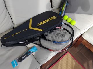2 Raquetas Tenis con Funda y Pelotas