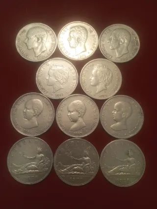 Lote 11Monedas Plata Alfonso XIII España