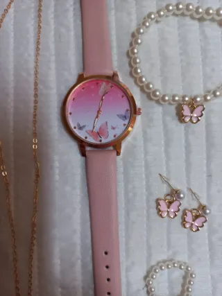 Set de Joyería Mariposa: Reloj y Accesorios
