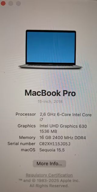MacBook Pro 15 2018 A1990 i7 16GB 512GB SSD