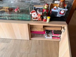 Mueble TV Comedor Madera y Cristal