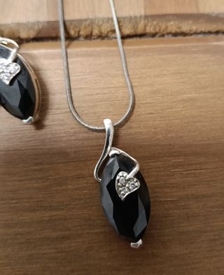 Conjunto Plata/Acero Vintage Corazón Negro