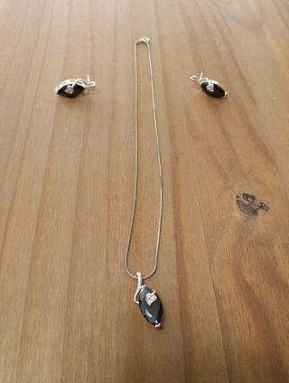 Conjunto Plata/Acero Vintage Corazón Negro