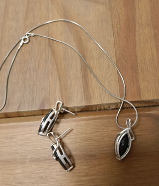 Conjunto Plata/Acero Vintage Corazón Negro