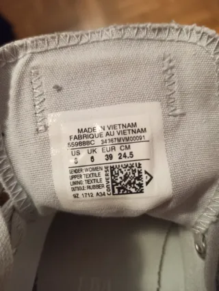 Zapatillas Converse Talla 39 Gris/Blanco