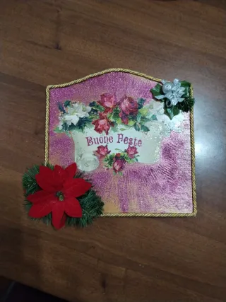 Targa Natalizia Buone Feste con Fiori