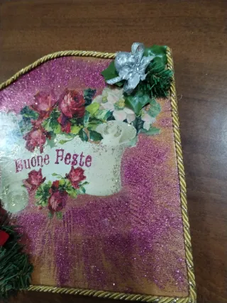 Targa Natalizia Buone Feste con Fiori