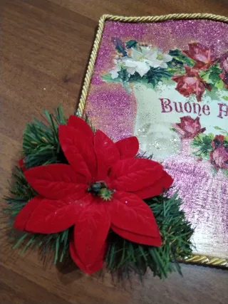 Targa Natalizia Buone Feste con Fiori