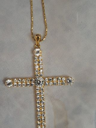 Collana con croce strass dorata
