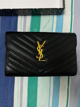 Saint Laurent Portafoglio Nero Oro con garanzia