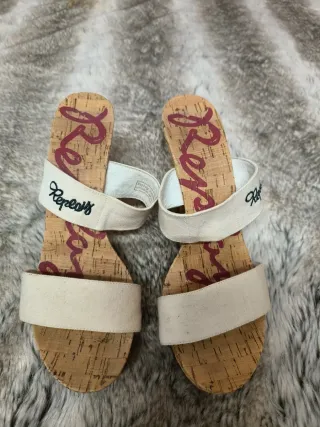Sandalias Replay Tacón Beige y Blanco