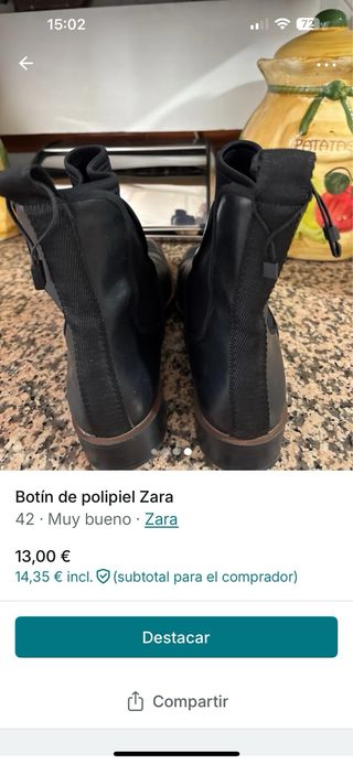 Botín Zara Negro Talla 42 polipiel
