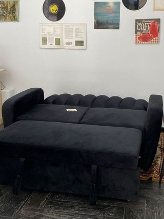 Sofá Cama Negro Terciopelo Cómodo