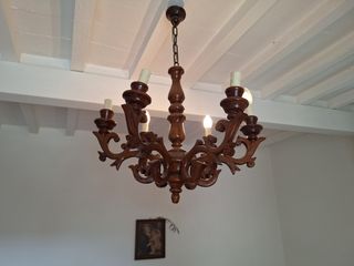 Lampadario in legno intagliato 6 luci