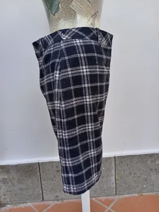 Gonna a quadri nera e bianca lana 50%