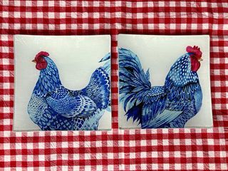 Platos decorativos decoupage gallina