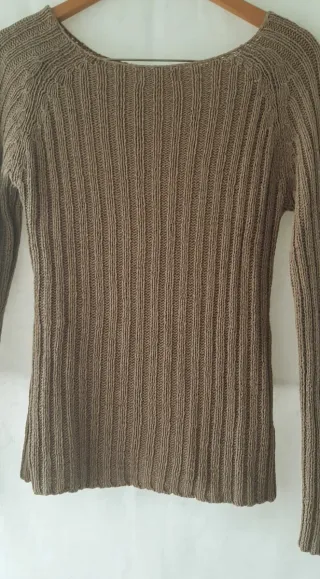 Jersey de punto marrón manga larga