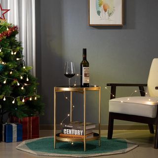 Mesa Lateral Redonda HollyHOME Metal Gris