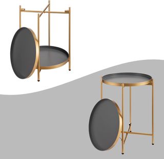 Mesa Lateral Redonda HollyHOME Metal Gris