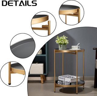 Mesa Lateral Redonda HollyHOME Metal Gris