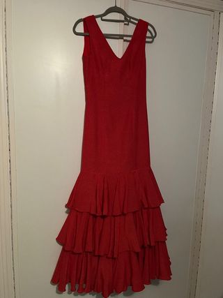Traje Flamenca Talla 40 Rojo Volantes