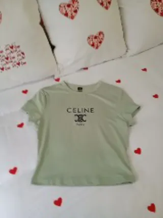 Camiseta Celine Paris Mujer Verde