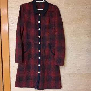 Vestido maje cuadros rojo y azul