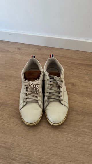Zapatillas Le Coq Sportif blancas y marrones