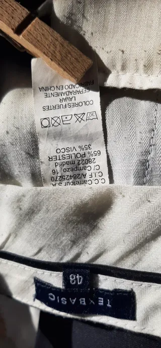 Lote 2 Pantalones Caballero T. 48 Azul y Negro