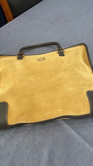 Maletín Loewe Piel Ante Marrón y Amarillo