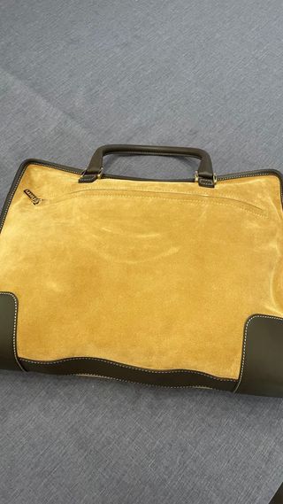 Maletín Loewe Piel Ante Marrón y Amarillo