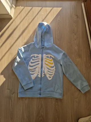 Felpa y2k azzurra scheletro