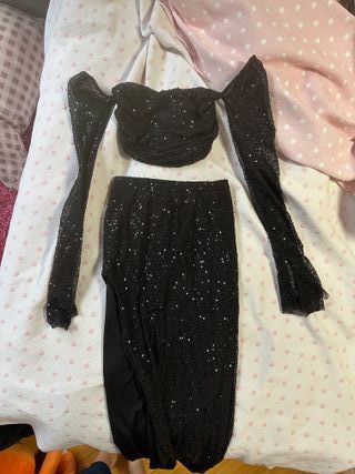 Conjunto lentejuelas negro