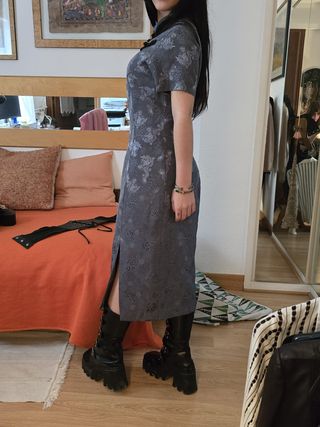 Vestido kimono seda estampado floral