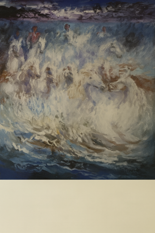 Óleo original Caballos de la Camargue