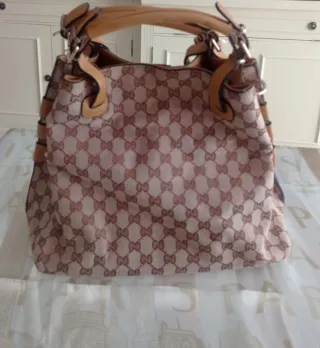 Borsa shopper Gucci beige e marrone