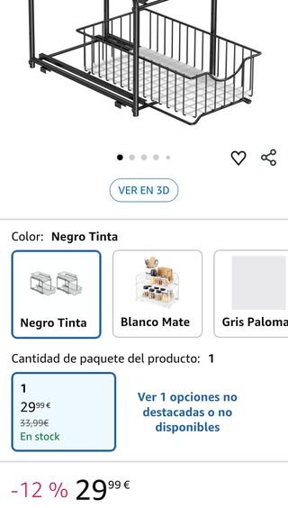 SONGMICS Organizzatore per cucina, Scaffale a 2 Livelli Rimovibili per Armadio, Organizzatore Impilabile sotto il Lavandino con Cassetti, per Cucina, Bagno, Nero Tinta KCS017B01V1