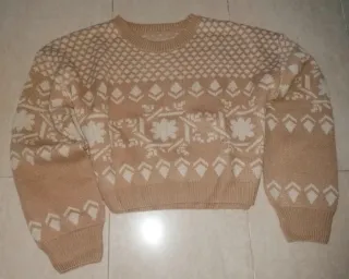 Jersey de punto beige y blanco