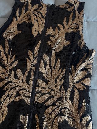 Vestido lentejuelas Top Queens negro y dorado