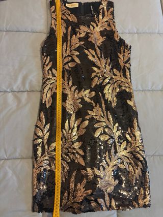 Vestido lentejuelas Top Queens negro y dorado