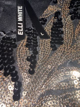 Vestido lentejuelas Top Queens negro y dorado