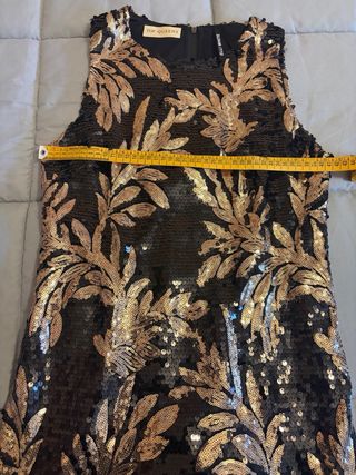 Vestido lentejuelas Top Queens negro y dorado