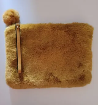 Pochette in velluto marrone e giallo