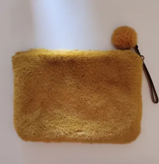 Pochette in velluto marrone e giallo