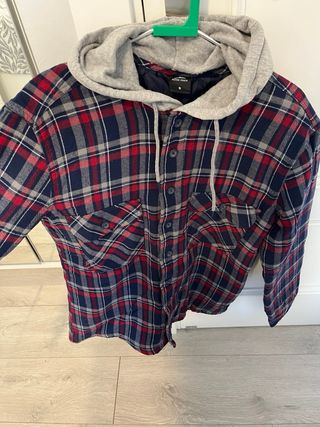 Camisa de franela con capucha a cuadros y forro