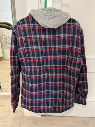 Camisa de franela con capucha a cuadros y forro